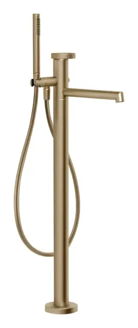 Cмеситель для ванны Gessi Anello, напольный, с душевой лейкой, встраиваемый, цвет Warm Bronze Brushed PVD