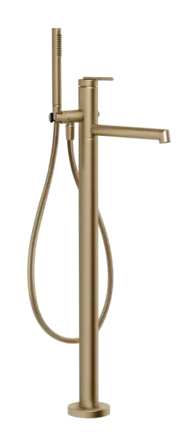 Смеситель для ванны Gessi Ingranaggio, напольный, с ручным душем, встраиваемый, цвет Warm Bronze Brushed PVD