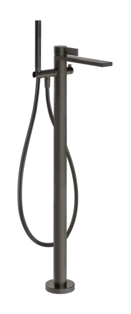 Смеситель для ванны Gessi Inverso, напольный, с переключателем и ручным душем, внешняя часть, цвет Black Metal Brushed PVD