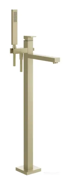 Смеситель для ванны Gessi Rettangolo, встраиваемый, h1088 мм, напольный, с душевой лейкой, внешняя часть, цвет Brass Brushed PVD