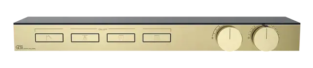 Термостат Gessi HI-FI, с полочкой, с кнопками вкл/выкл, до 4 функций одновременно, внешняя часть, ширина 640 мм, цвет Brass PVD