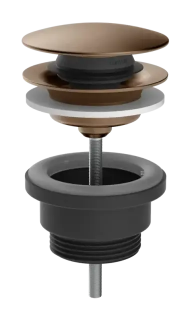 Донный клапан для раковины Gessi, 2-в-1, слив "Stop&Go", цвет Copper Brushed PVD
