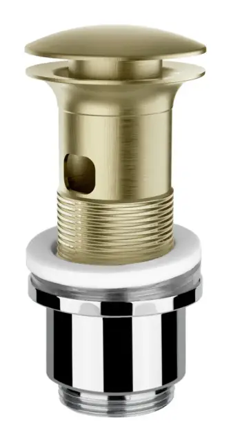 Донный клапан Gessi Technical, автоматический Stop&Go, для раковины c переливом, цвет Brass Brushed PVD