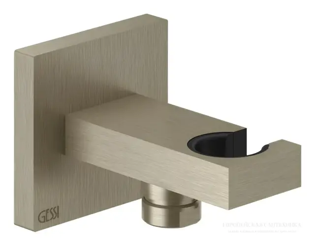 Шланговое подсоединение Gessi Rettangolo K, с держателем душевой лейки, цвет Finox Brushed Nickel