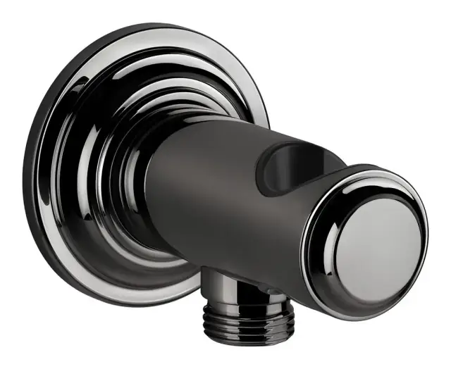 Шланговое подсоединение Gessi Venti20, со встроенным держателем ручной лейки и выводом воды, L-90 мм, цвет Black Metal PVD