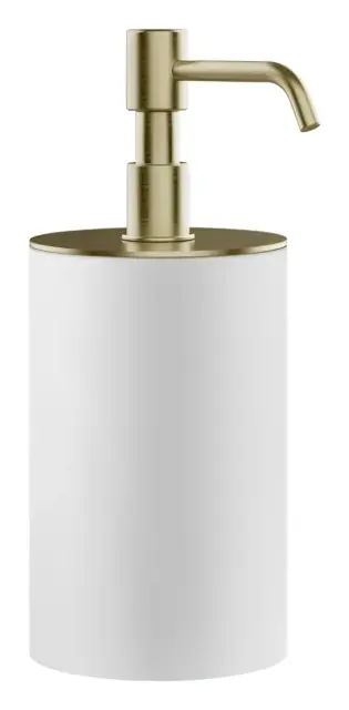 Дозатор для жидкого мыла Gessi Rilievo, настольный, ⌀75хh194 мм, цвет White/Brushed Brass PVD
