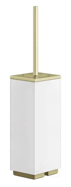 Ёршик напольный Gessi Rettangolo,белый композитный материал, цвет Brass PVD