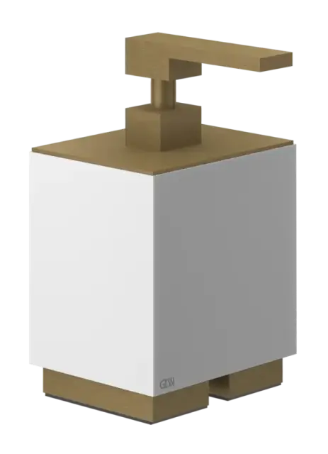 Дозатор для жидкого мыла Gessi Rettangolo, настольный, цвет White/Antique Brass