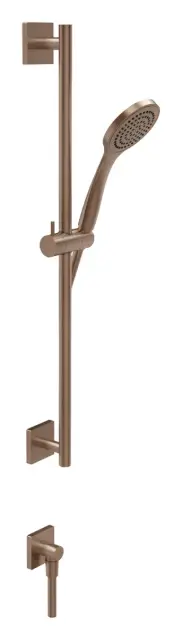 Штанга Gessi Rilievo, с душевой лейкой, шлангом и выводом воды, цвет Copper Brushed PVD