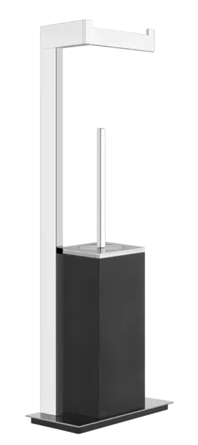 Стойка с бумагодержателем и ёршиком Gessi Rettangolo, h614 мм, напольная, цвет Black/Chrome