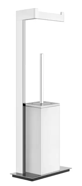 Cтойка Gessi Rettangolo, напольная, с бумагодержателем и ёршиком, цвет White/Сhrome