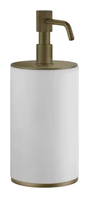 Дозатор для жидкого мыла Gessi Venti20, настольный, с белой колбой, объём 300 мл, цвет Antique Brass