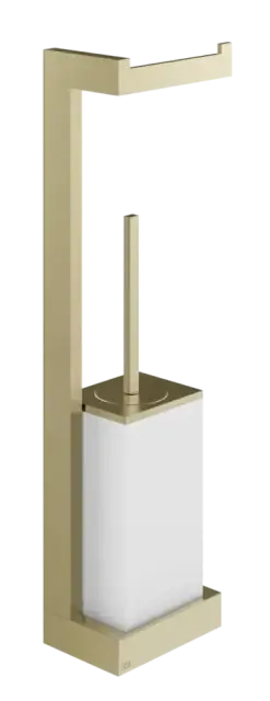 Cтойка с бумагодержателем и ёршиком Gessi Rettangolo, настенная, цвет Brushed Brass PVD