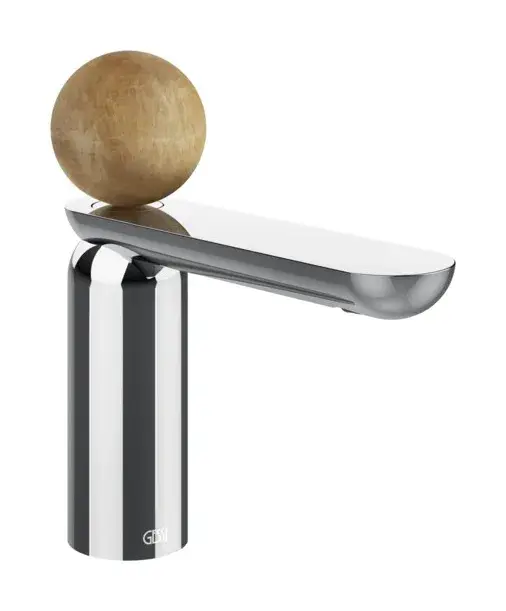 Смеситель для раковины Gessi Perle низкий, без донного клапана, с вентилем из камня Onyx Cola Chrome