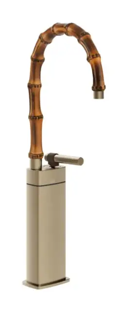Смеситель для раковины Gessi Jacqueline высокий, с низким поворотным изливом, металлическим вентилем, без донного клапана Finox Brushed Nickel