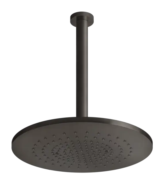 Верхний душ Gessi316, потолочный, с регулируемым кронштейном, длина по запросу, Ø355 мм, цвет Black Metal Brushed PVD