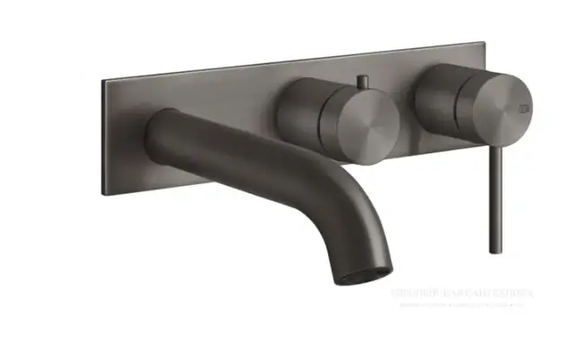 Cмеситель для ванны Gessi 316, встраиваемый, на 2 потребителя, излив, переключатель, цвет Black Metal Brushed PVD