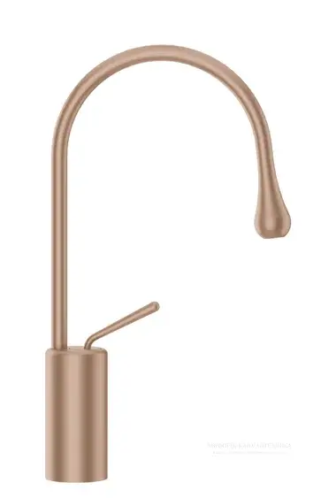 Смеситель для раковины Gessi Goccia h387 мм, с коротким изливом, без донного клапана, цвет Copper Brushed GHRC