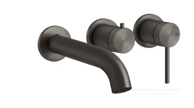 Смеситель для ванны Gessi 316, встраиваемый, на 2 выхода, излив, переключатель, цвет Black Metal Brushed PVD