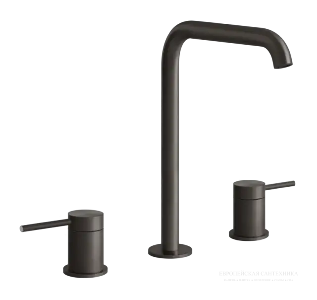 Cмеситель для раковины Gessi 316, на 3 отверстия, высокий, без донного клапана, цвет Black Metal Brushed PVD