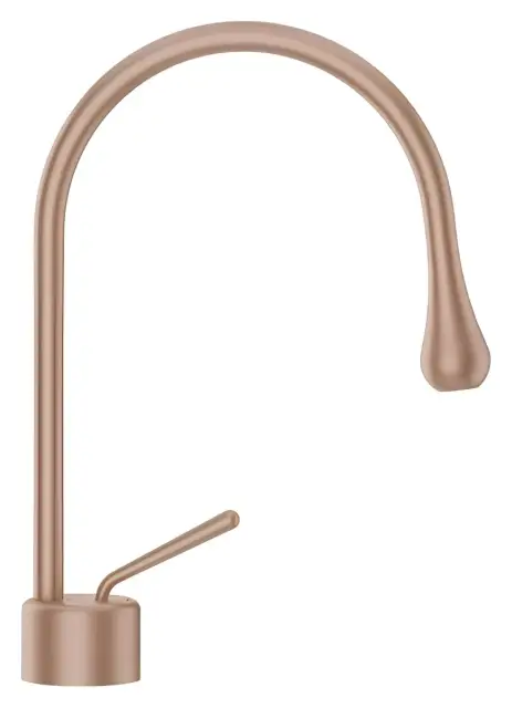 Cмеситель для раковины Gessi Goccia h309 мм, с коротким изливом, без донного клапана, цвет Copper Brushed GHRC