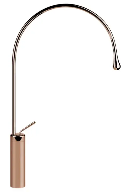 Cмеситель для раковины Gessi Goccia h745 мм, высокий с длинным изливом, без донного клапана, цвет Copper GHRC