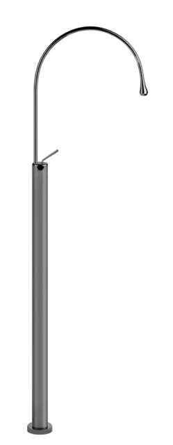 Смеситель для раковины Gessi Goccia, напольный, h1453 мм, с поворотным изливом 387 мм, без донного клапана, внешняя часть, цвет Black Metal GHRC
