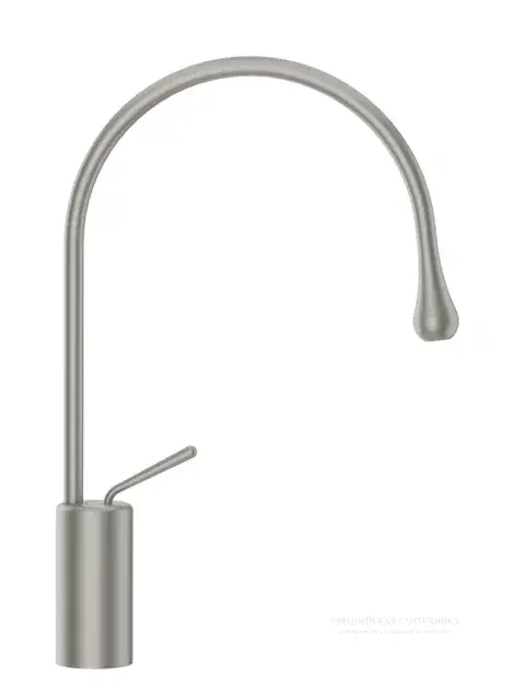 Смеситель для раковины Gessi Goccia h432 мм, со средним изливом, без донного клапана, цвет Brushed Chrome