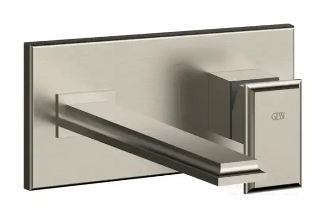 Смеситель для раковины Gessi Eleganza, встраиваемый, однорычажный, длинный излив, цвет Finox Brushed Nickel