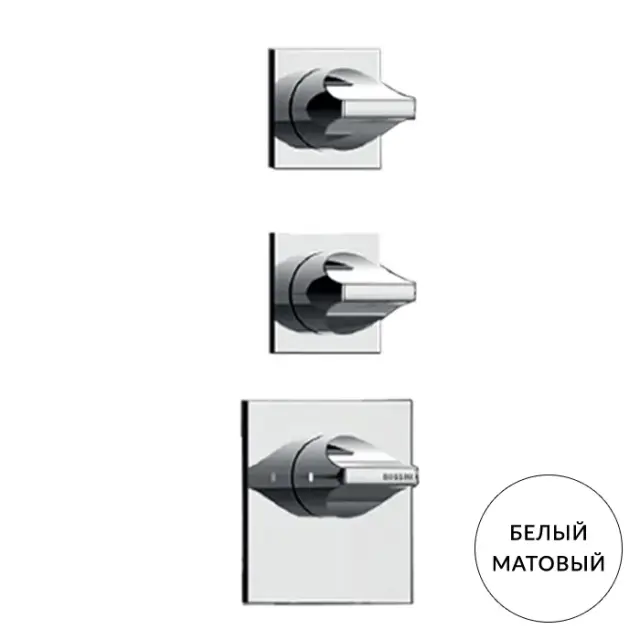 Bossini Apice Смеситель для душа, встраиваемый, термостатический, 2 запорных вентиля, внешняя часть, цвет: белый матовый