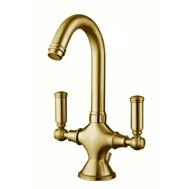 Bossini Liberty Смеситель для раковины на 1 отв., с поворотным изливом и заглушкой 1”1/4, цвет: золото