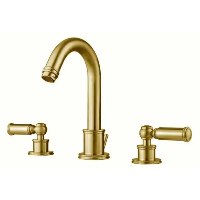 Bossini Liberty Смеситель для раковины на 3 отверстия с поворотным изливом и заглушкой 1”1/4, цвет: золото