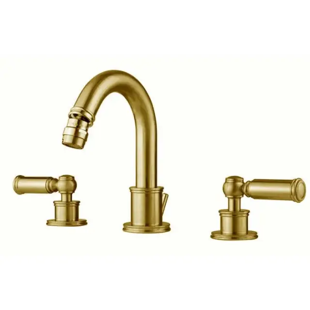 Bossini Liberty Смеситель для биде на 3 отверстия с поворотным изливом и заглушкой 1”1/4, цвет: золото