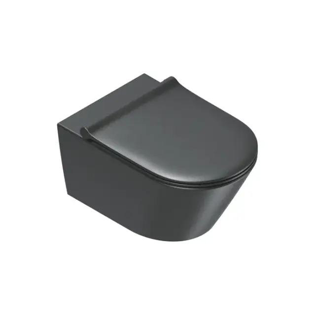 Catalano Zero Унитаз подвесной 55x35см, безободковый, смыв Silentech 3.0, покрытие Cataglaze+, цвет: черный матовый
