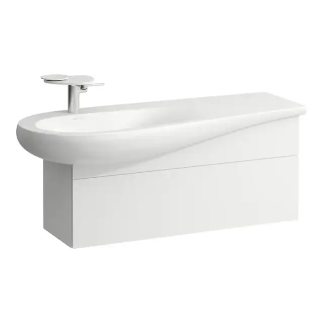 Laufen Alessi One Тумба подвесная 99х32см, с раковиной, слив слева, цвет: белый матовый