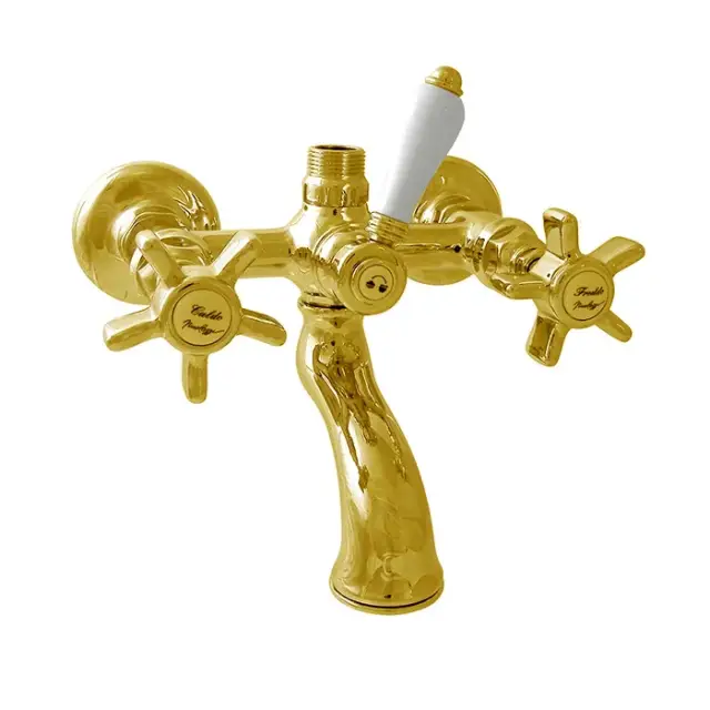 Nicolazzi Dames Anglaises Смеситель для ванны, настенный, с ручным душем, вывод сверху 3/4" (для душ. стойки), цвет: золото
