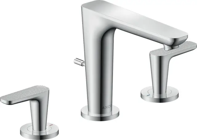 AXOR Citterio C Смеситель для раковины на 3 отверстия 125 со сливным клапаном Push-Open - cubic cut, цвет: хром