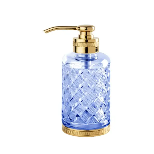 Дозатор Cristal&Bronze CRISTAL TAILLE “LOSANGE” CISELÉ FS09C-D3-631B blue crystal/Matt Soft Gold