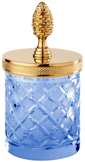 Баночка маленькая с крышкой d.8*15h blue crystal/Matt Soft Gold