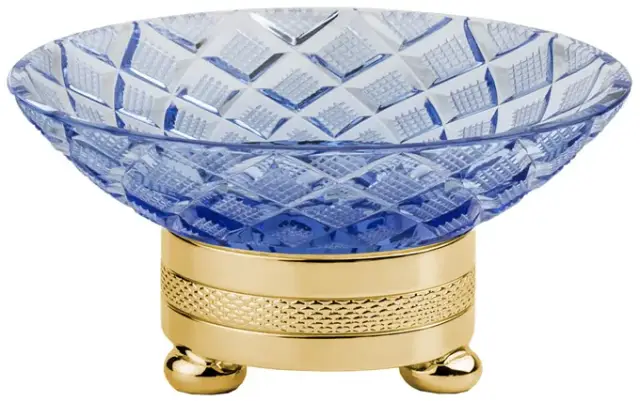 Мыльница Cristal&Bronze CRISTAL TAILLE “LOSANGE” CISELÉ FS09C-D3-601B blue crystal/Matt Soft Gold