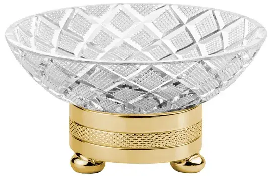 Мыльница Cristal&Bronze CRISTAL TAILLE “LOSANGE” CISELÉ FS09C-C13-601 Clear crystal/Polished Soft Gold C13