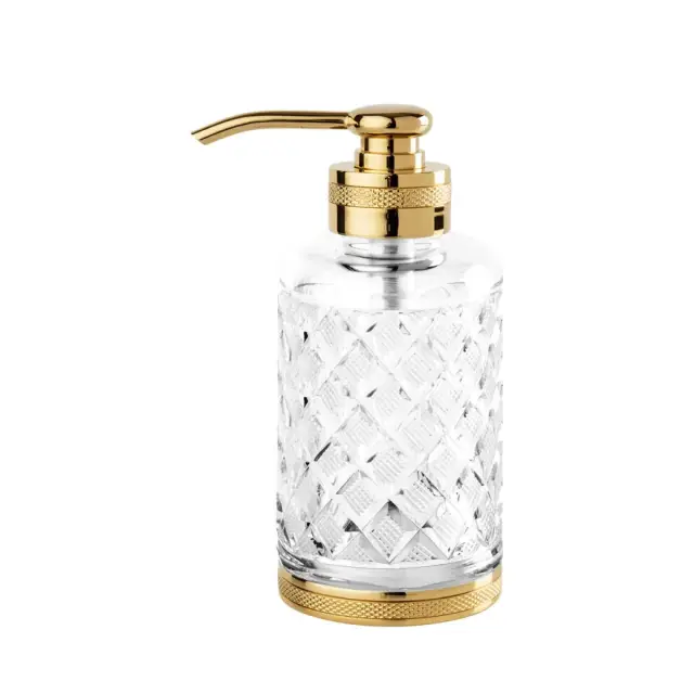 Дозатор Cristal&Bronze CRISTAL TAILLE “LOSANGE” CISELÉ FS09C-C13-631 Clear crystal/Polished Soft Gold C13