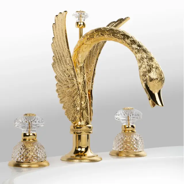 Смеситель для раковины Cristal&Bronze CYGNE FLAMANT C46-D1-1301 золото