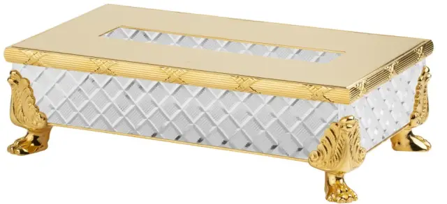 Контейнер для салфеток Cristal&Bronze CRISTAL TAILLE “LOSANGE” CISELÉ FS09C-C13-662 Clear crystal/Polished Soft Gold C13