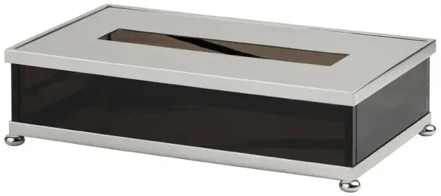Контейнер для салфеток Cristal&Bronze OBSIDIENNE LISSE FS11P-A1-661 Obsidienne lisse/POLISHED CHROME