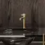 Смеситель для раковины Gessi Anello, низкий, с донным клапаном, цвет Warm Bronze PVD