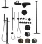 Верхний душ Gessi Origini, настенный, поворотный, Ø250 мм, цвет Black Metal Brushed PVD