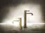 Смеситель для раковины Gessi Inciso, с донным клапаном, цвет Brass Brushed PVD
