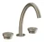 Смеситель для раковины Gessi Origini, средний, на 3 отверстия, без донного клапана, в комплекте отделочная вставка, цвет Finox Brushed Nickel