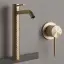 Смеситель для раковины Gessi316, высокий, с длинным изливом, без донного клапана, цвет Brass Brushed PVD